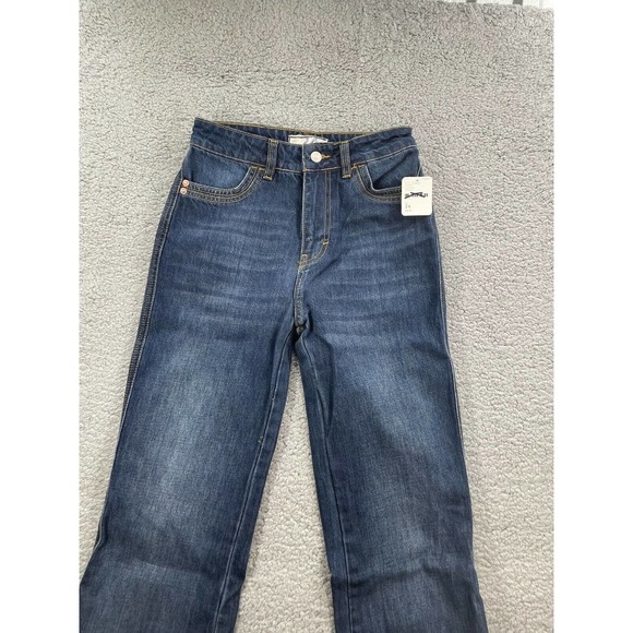 Free People Size24 Wide Leg Distressed Hem High Rise Women’s Jeans - Picture 3 of 9